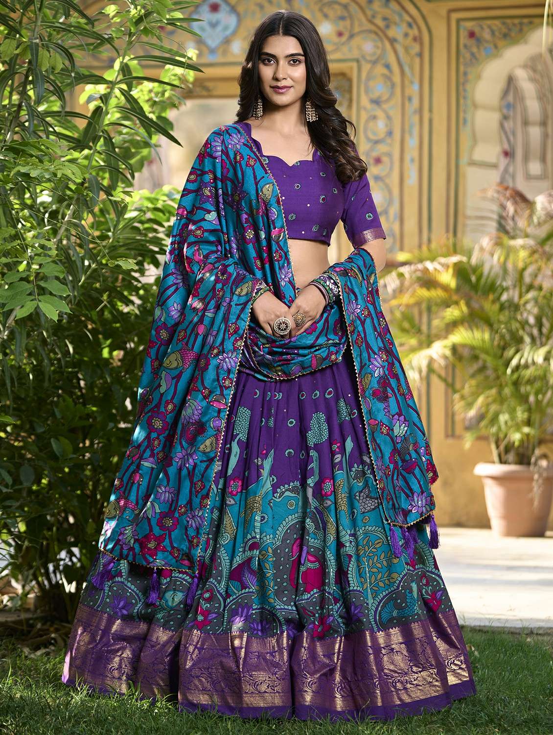 women printed semi-stitched flared lehenga - 22331479 -  Standard Image - 1