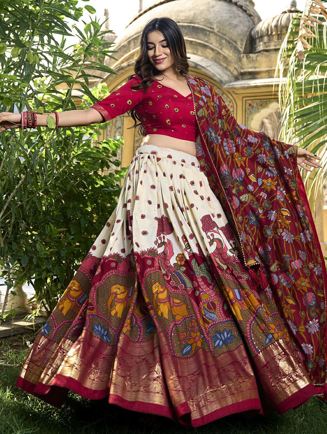 women printed semi-stitched flared lehenga - 22331481 -  Standard Image - 1
