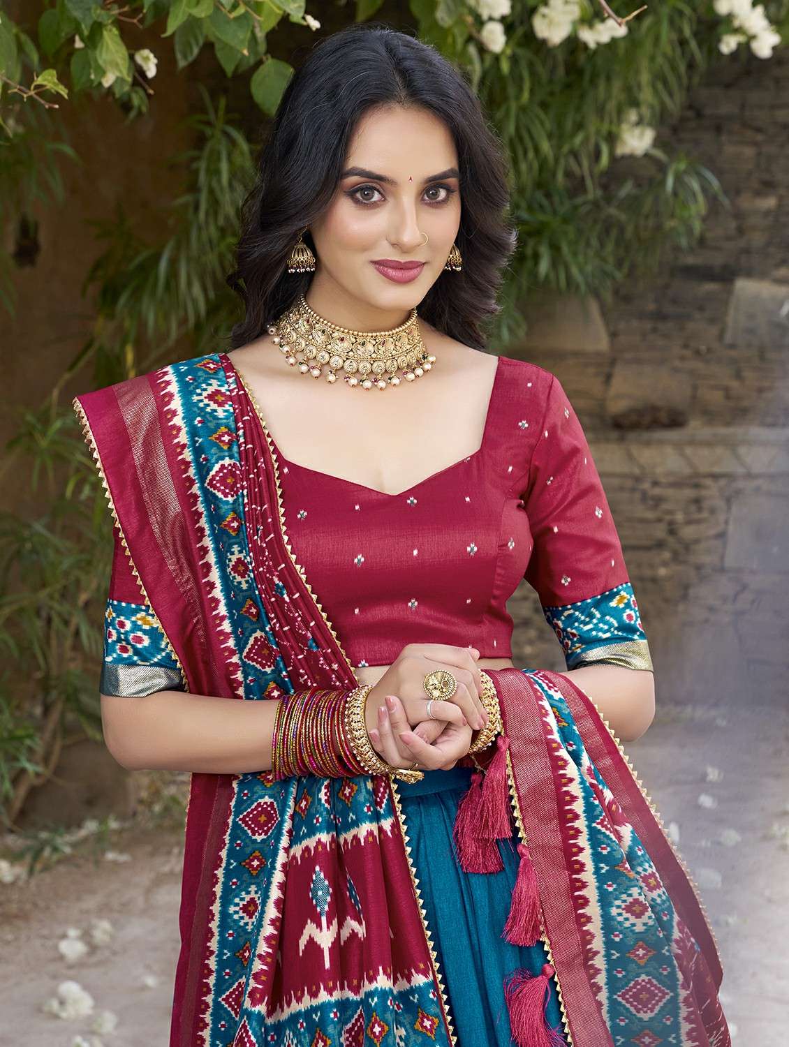 women printed semi-stitched flared lehenga - 22331487 -  Standard Image - 4