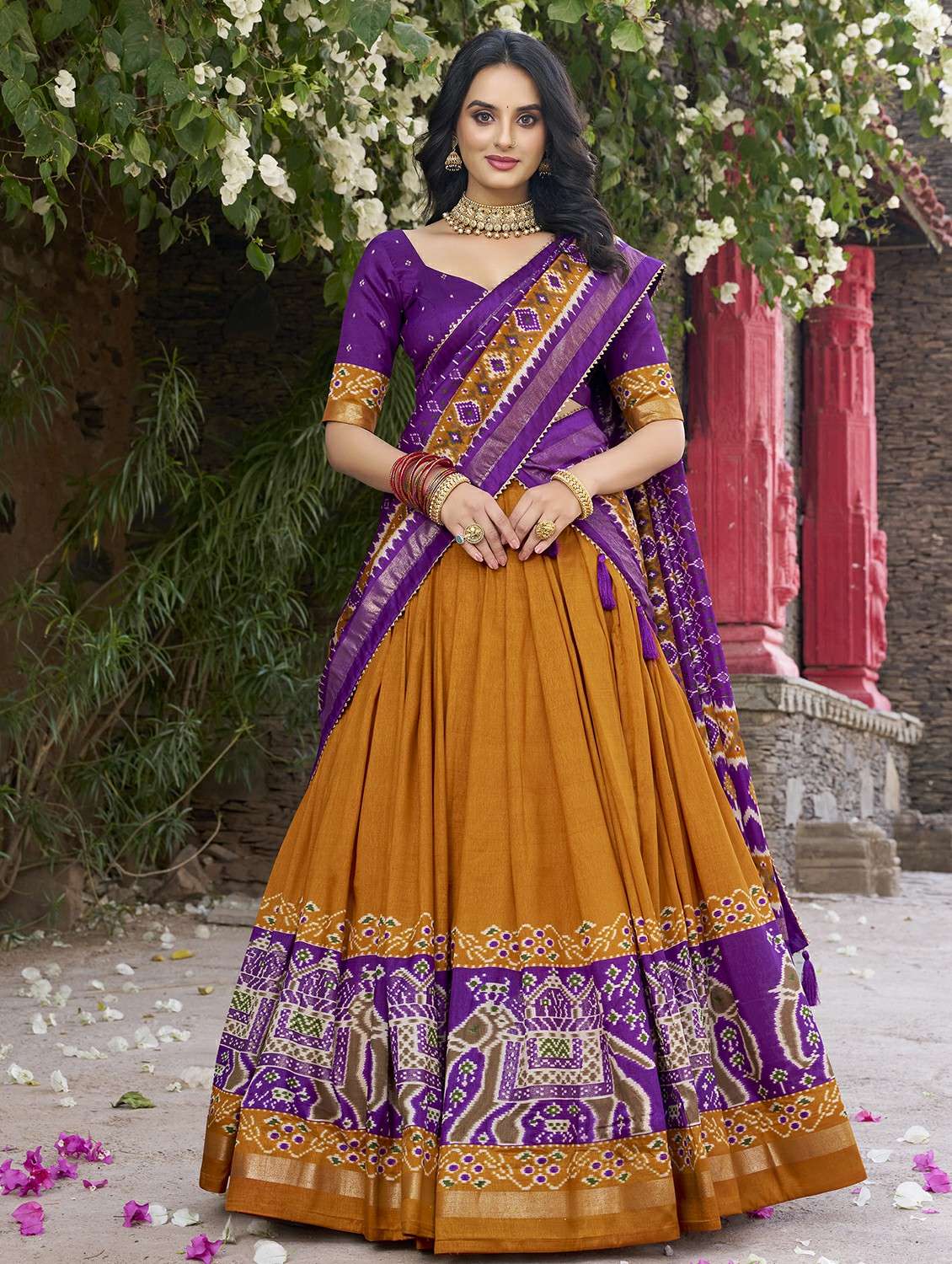women printed semi-stitched flared lehenga - 22331489 -  Standard Image - 1