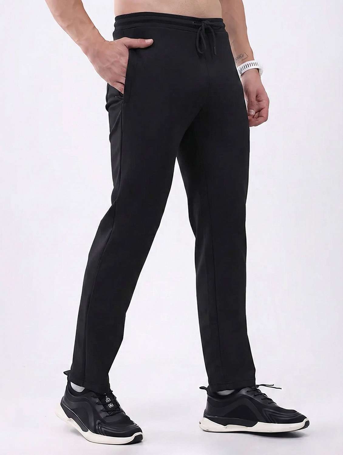 men solid miid rise full length track pant - 22331531 -  Standard Image - 1