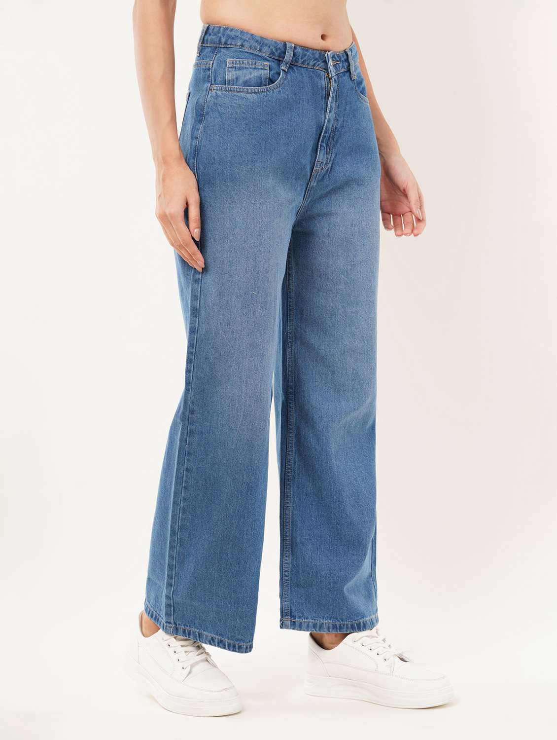 women solid mid rise wide leg jean - 22331543 -  Standard Image - 1
