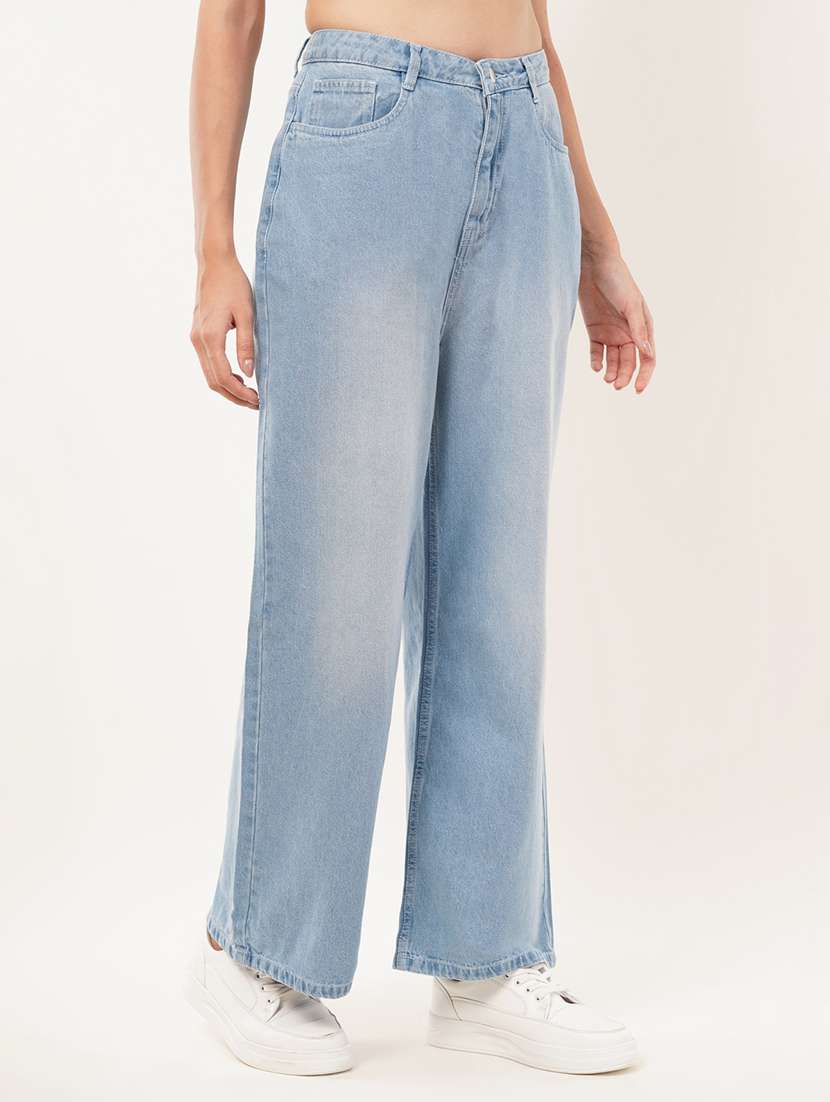 women solid mid rise wide leg jeans - 22331544 -  Standard Image - 1