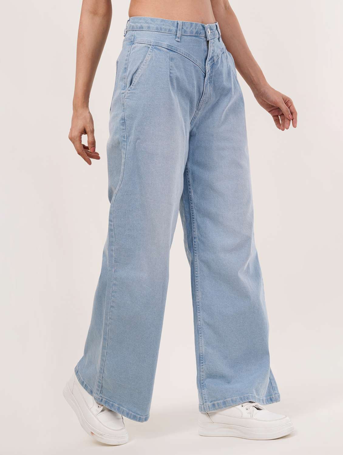 women solid high rise wide leg jean - 22331547 -  Standard Image - 1