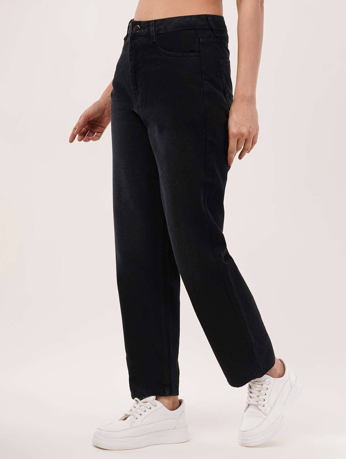 women solid high rise straight jean - 22331548 -  Standard Image - 1