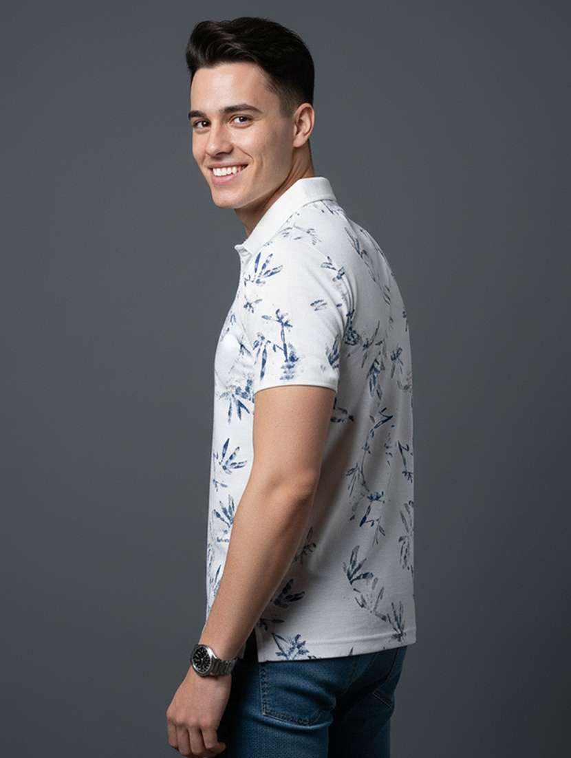 men printed short sleeve regular fit polo t-shirt - 22331585 -  Standard Image - 1