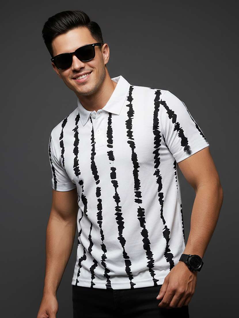 men printed short sleeve regular fit polo t-shirt