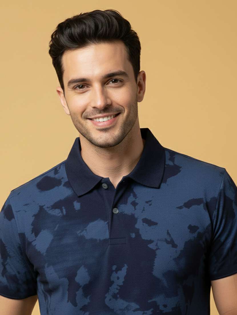 men printed short sleeve regular fit polo t-shirt - 22331589 -  Standard Image - 1