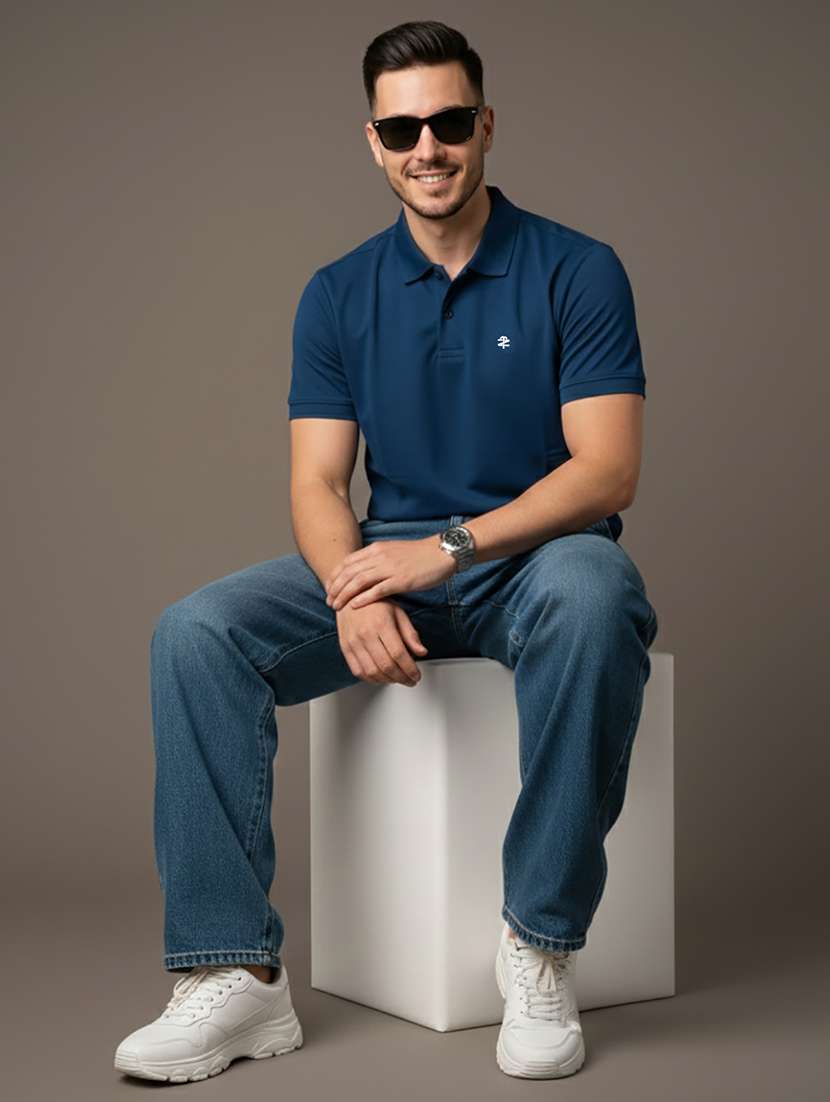 men solid short sleeve regular fit polo t-shirt - 22331619 -  Standard Image - 1
