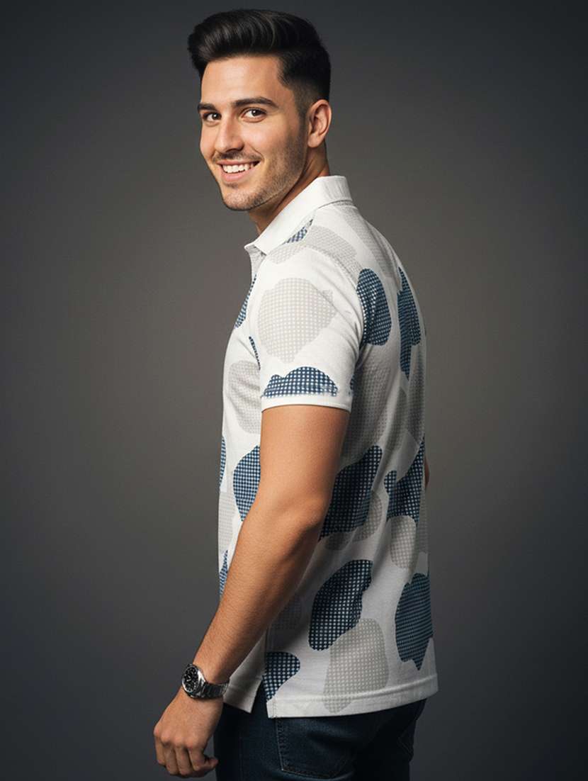 men printed short sleeve regular fit polo t-shirt - 22331668 -  Standard Image - 1