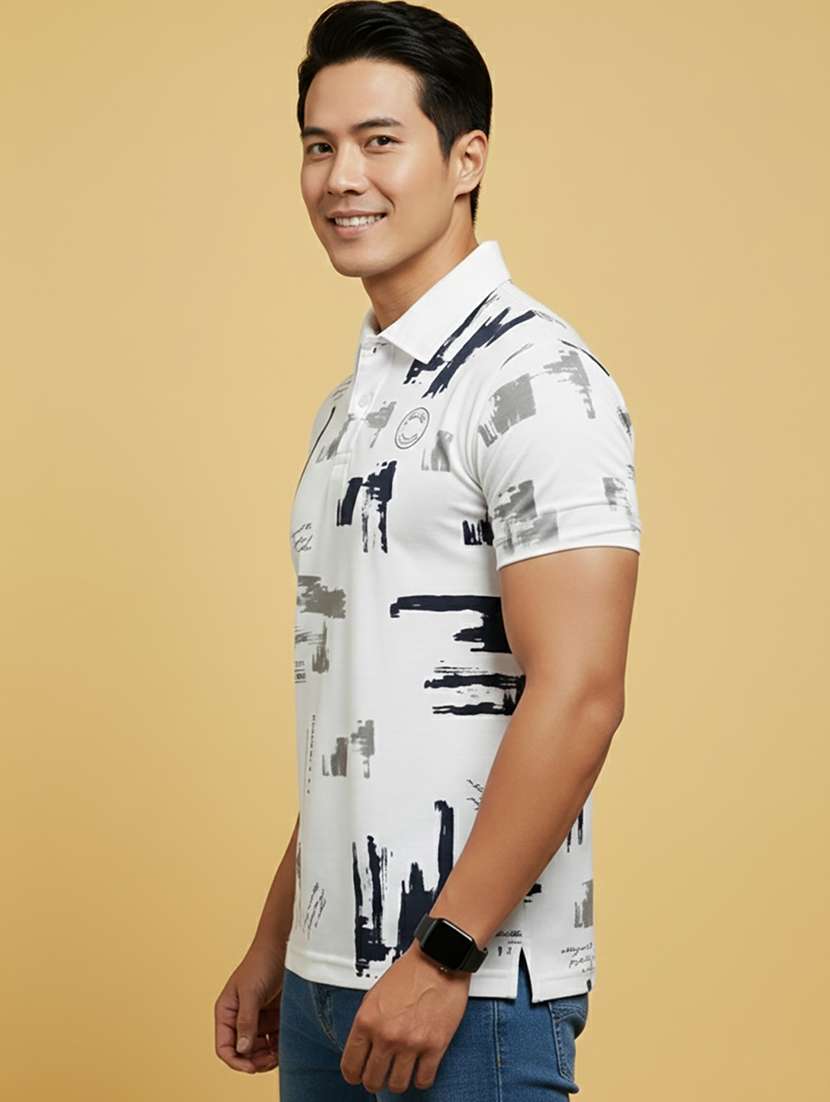 men printed short sleeve regular fit polo t-shirt - 22331670 -  Standard Image - 1