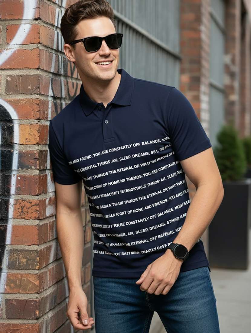 men typographic short sleeve regular fit polo t-shirt