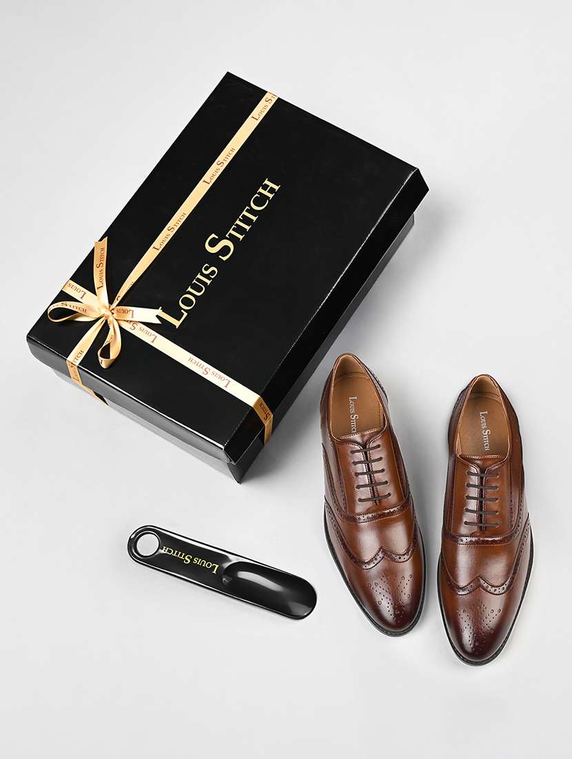 Men Tan Lace-up Brouge - 22331691 -  Standard Image - 1