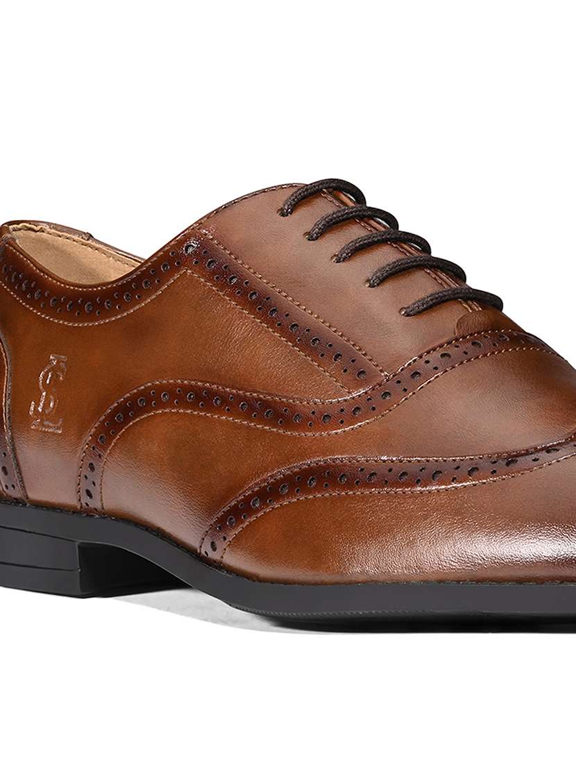 Men Tan Lace-up Brouge - 22331691 -  Standard Image - 4