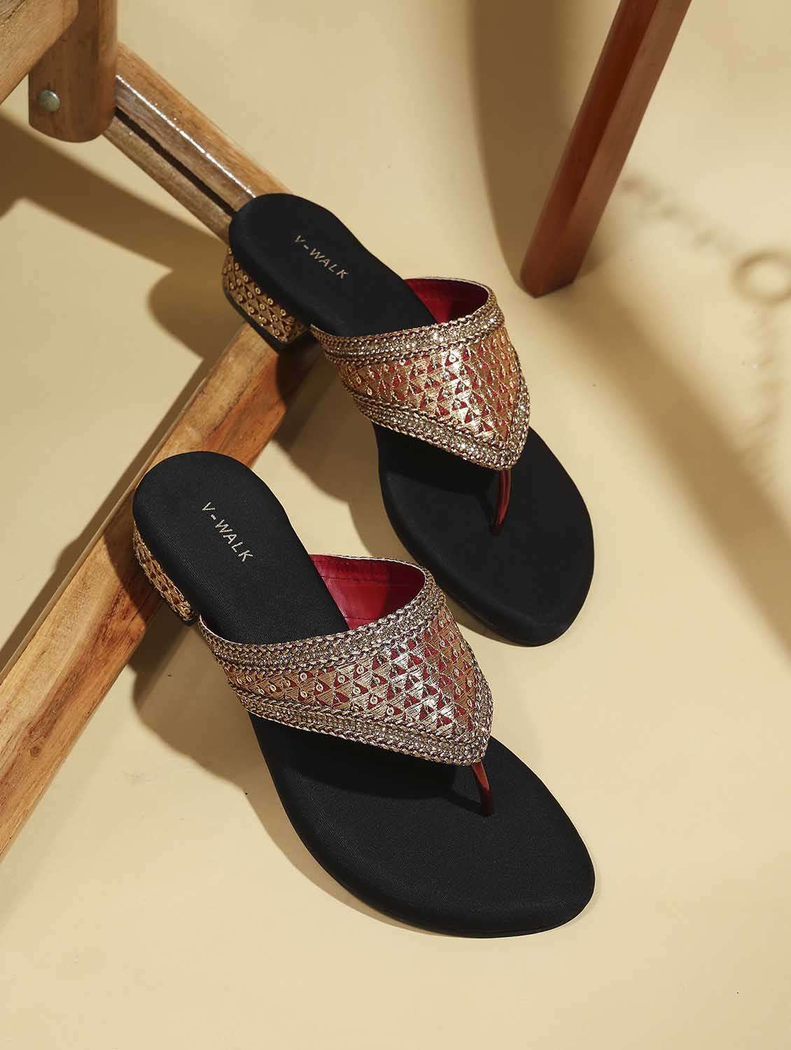 women embroidered slip on sandal