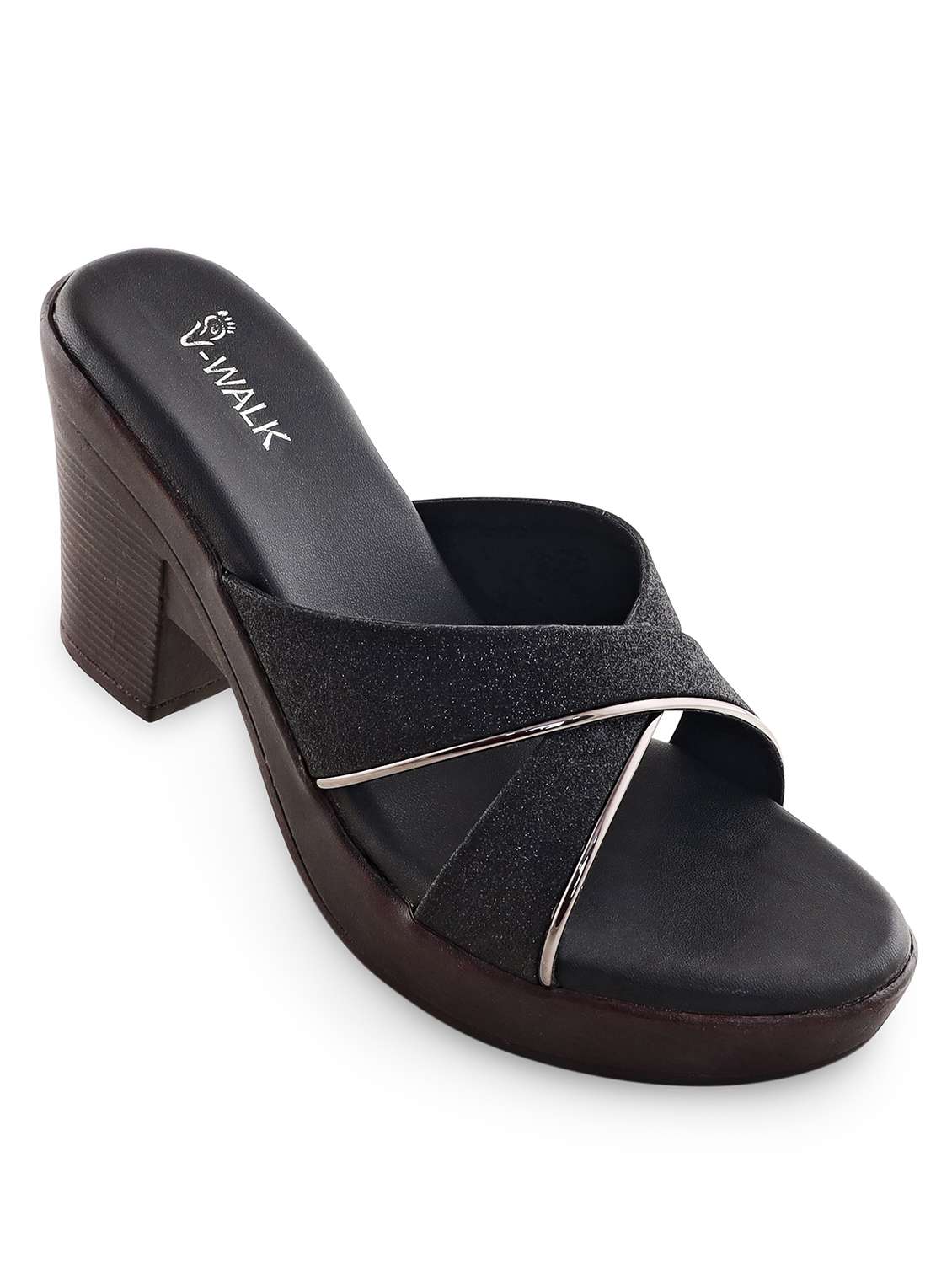 women solid slip on block heel sandal - 22331727 -  Standard Image - 1