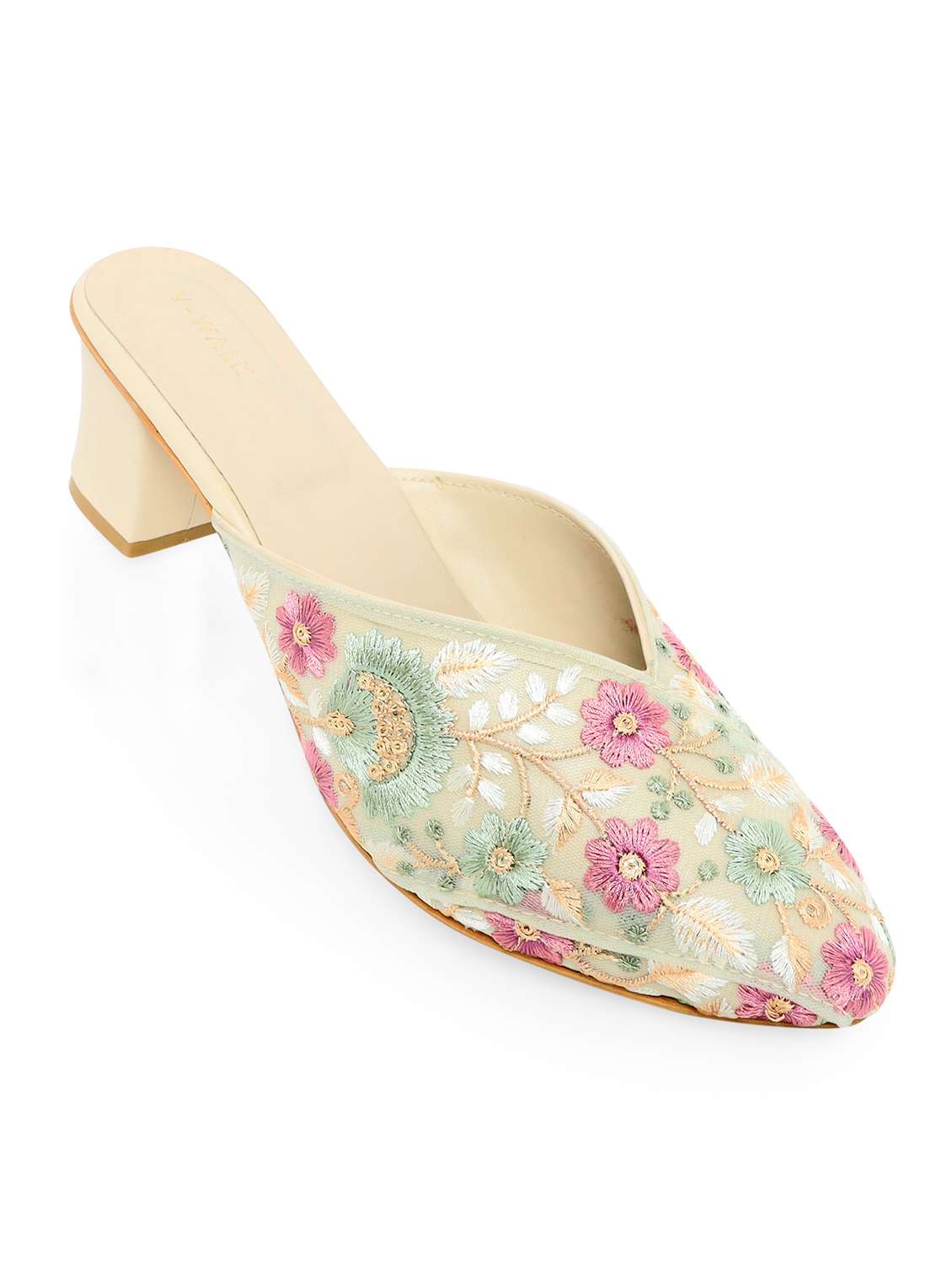 women embroidered slip on block heel mules - 22331728 -  Standard Image - 1