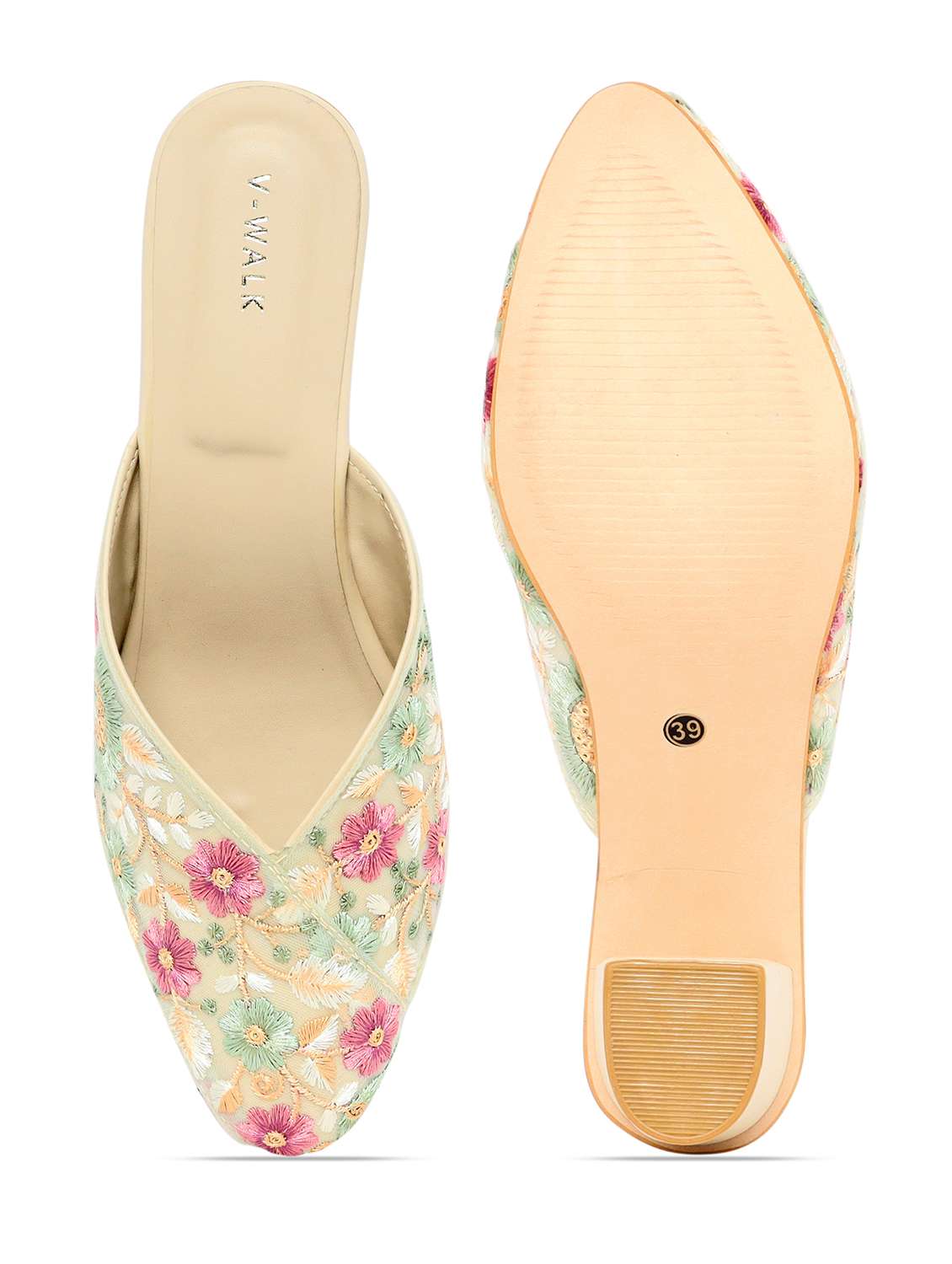 women embroidered slip on block heel mules - 22331728 -  Standard Image - 4