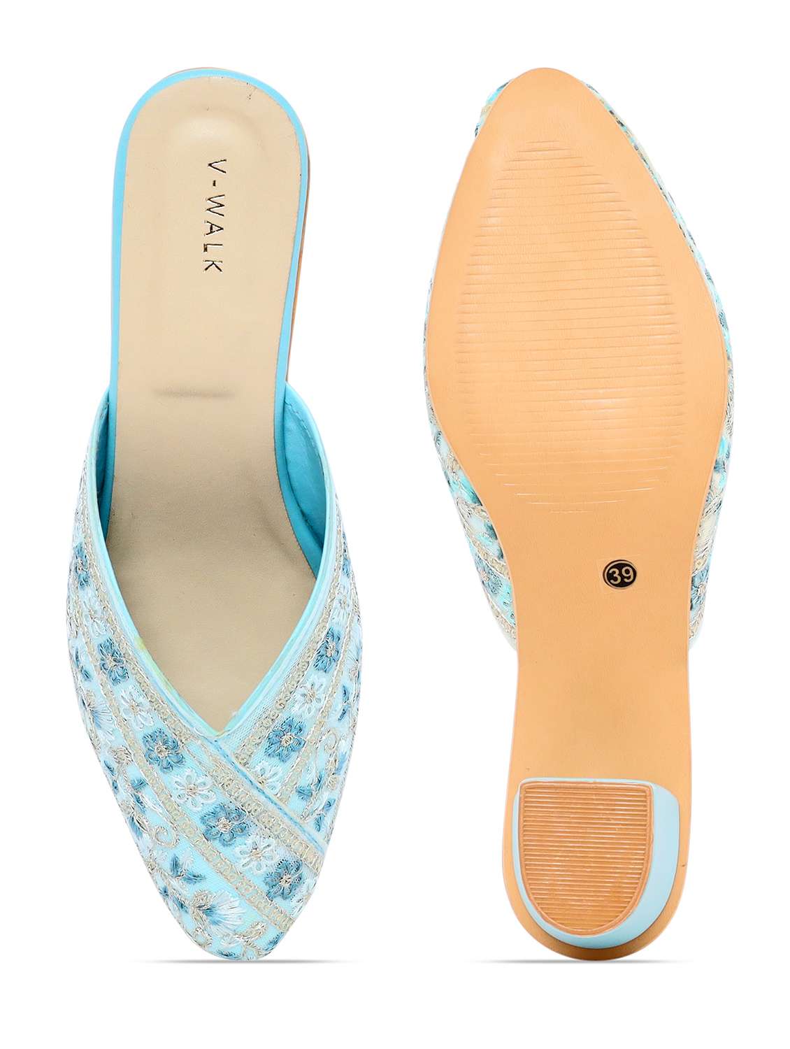 women embroidered slip on block heel mules - 22331732 -  Standard Image - 4