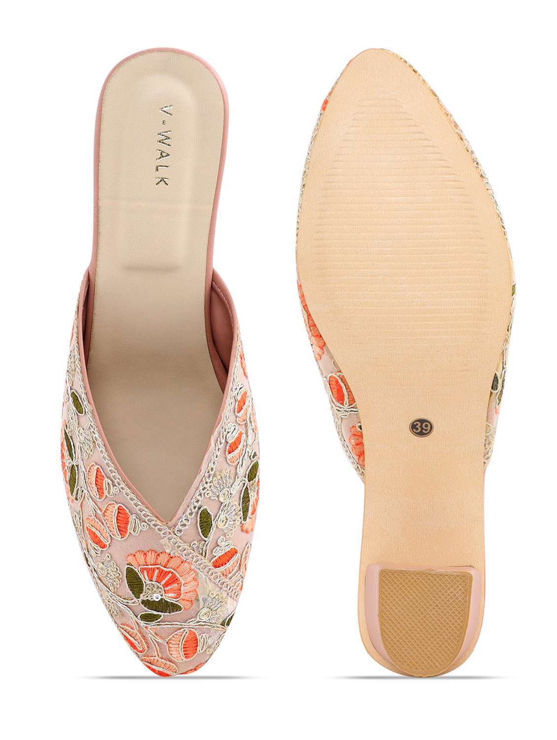 women embroidered slip on block heel mules - 22331737 -  Standard Image - 4