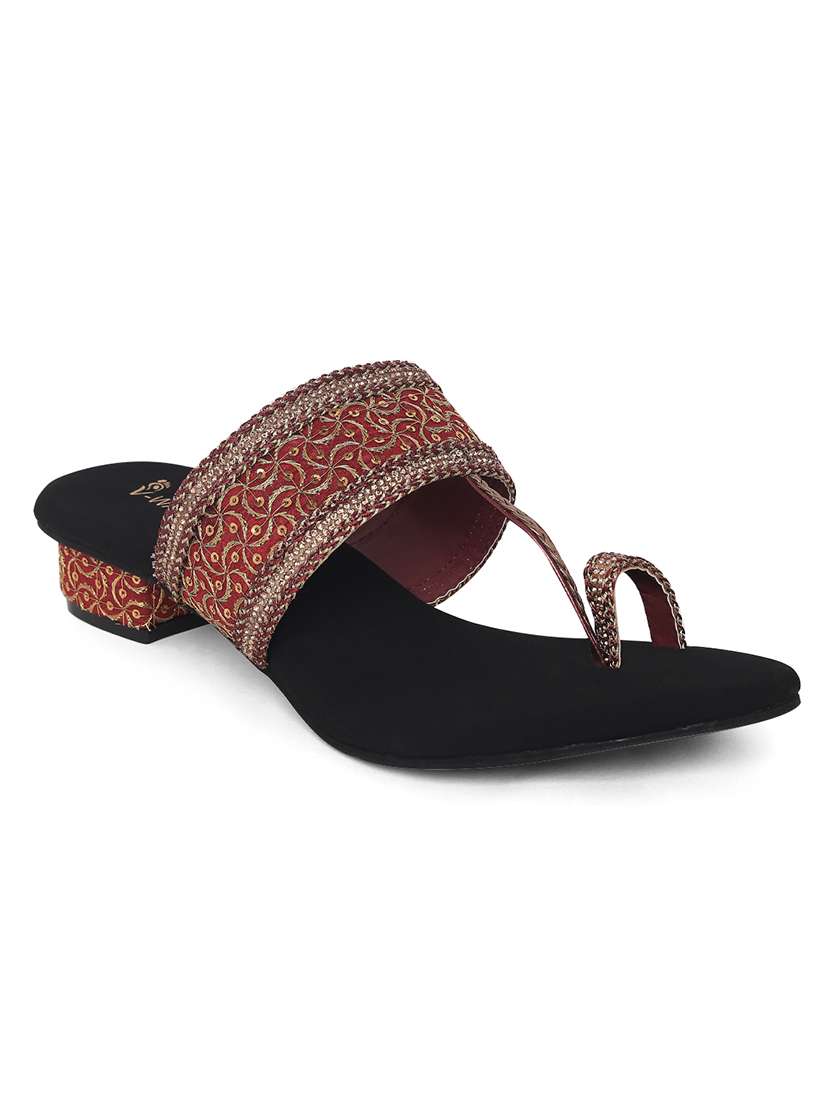 women embroidered one toe block heel  - 22331749 -  Standard Image - 1