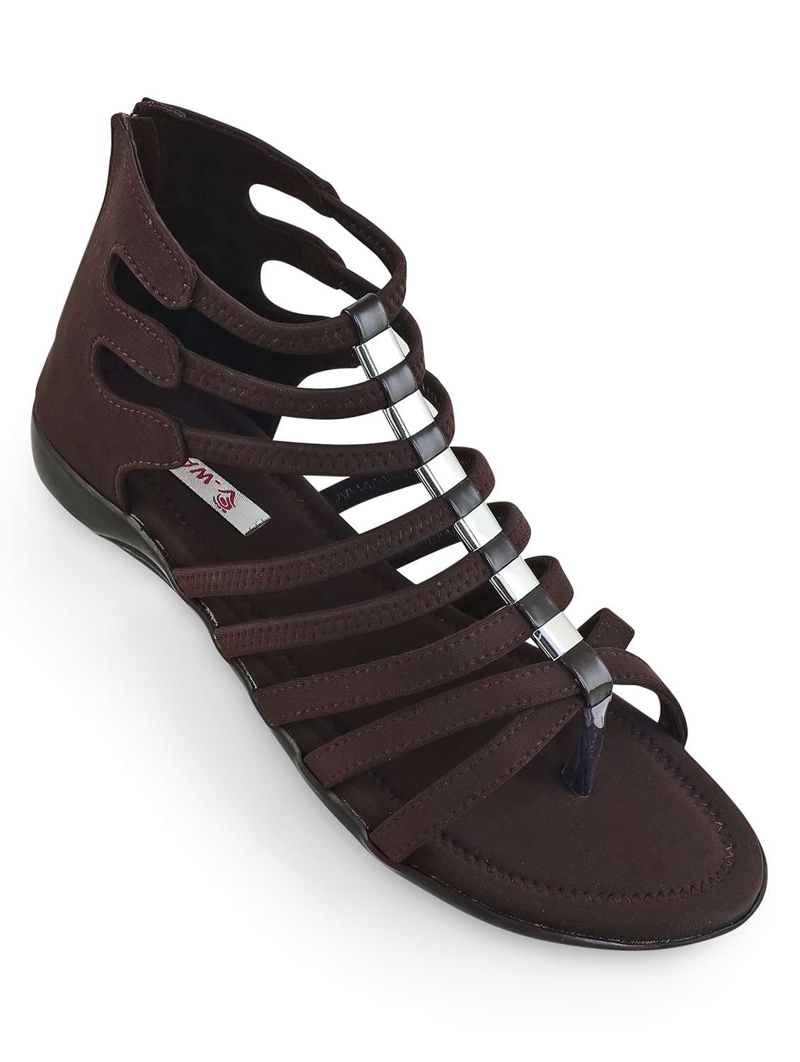 women solid zip clouser flat gladiator - 22331769 -  Standard Image - 1