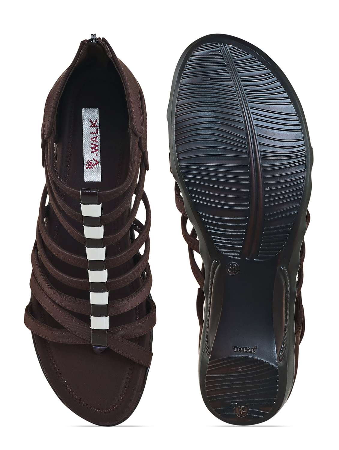 women solid zip clouser flat gladiator - 22331769 -  Standard Image - 4