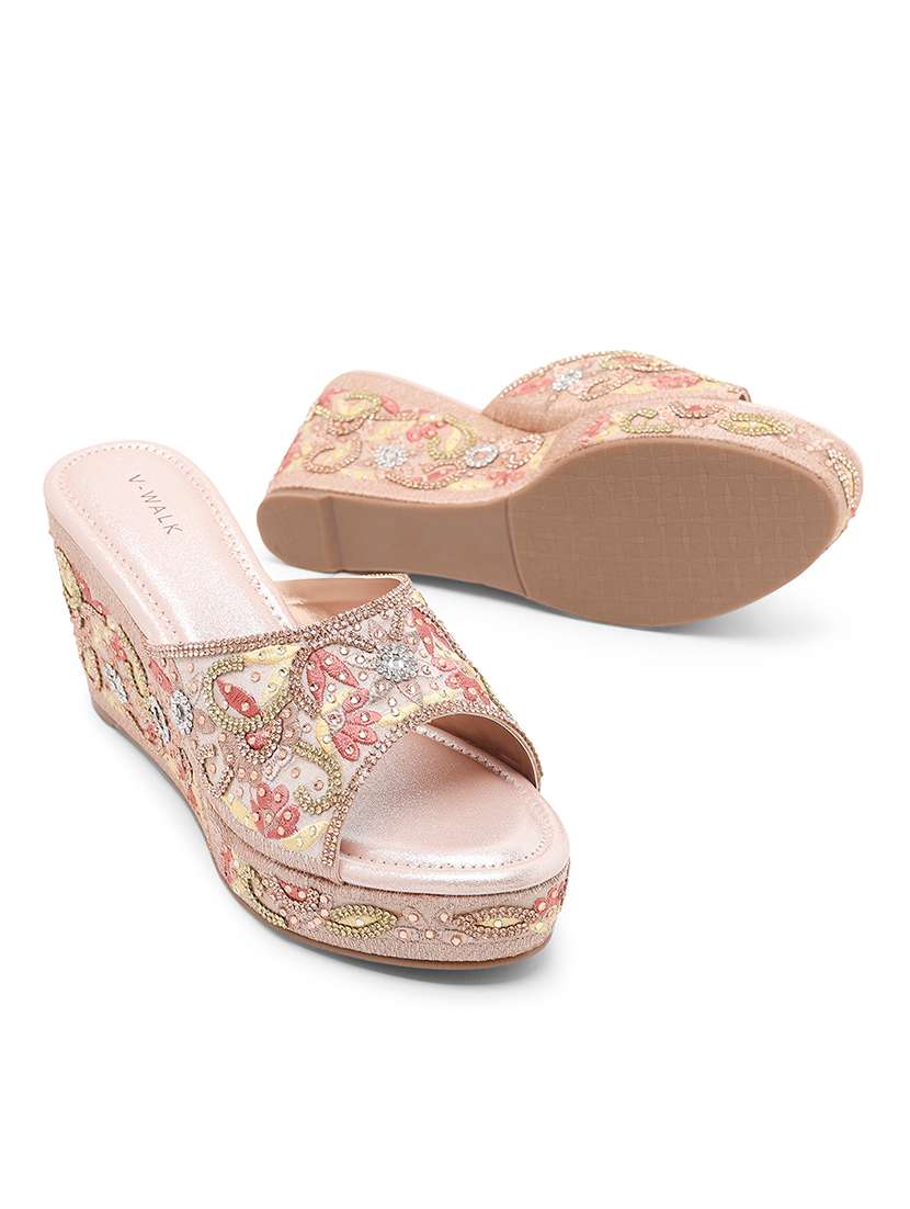 Women Embellished Slip On Wedges - 22331774 -  Standard Image - 1