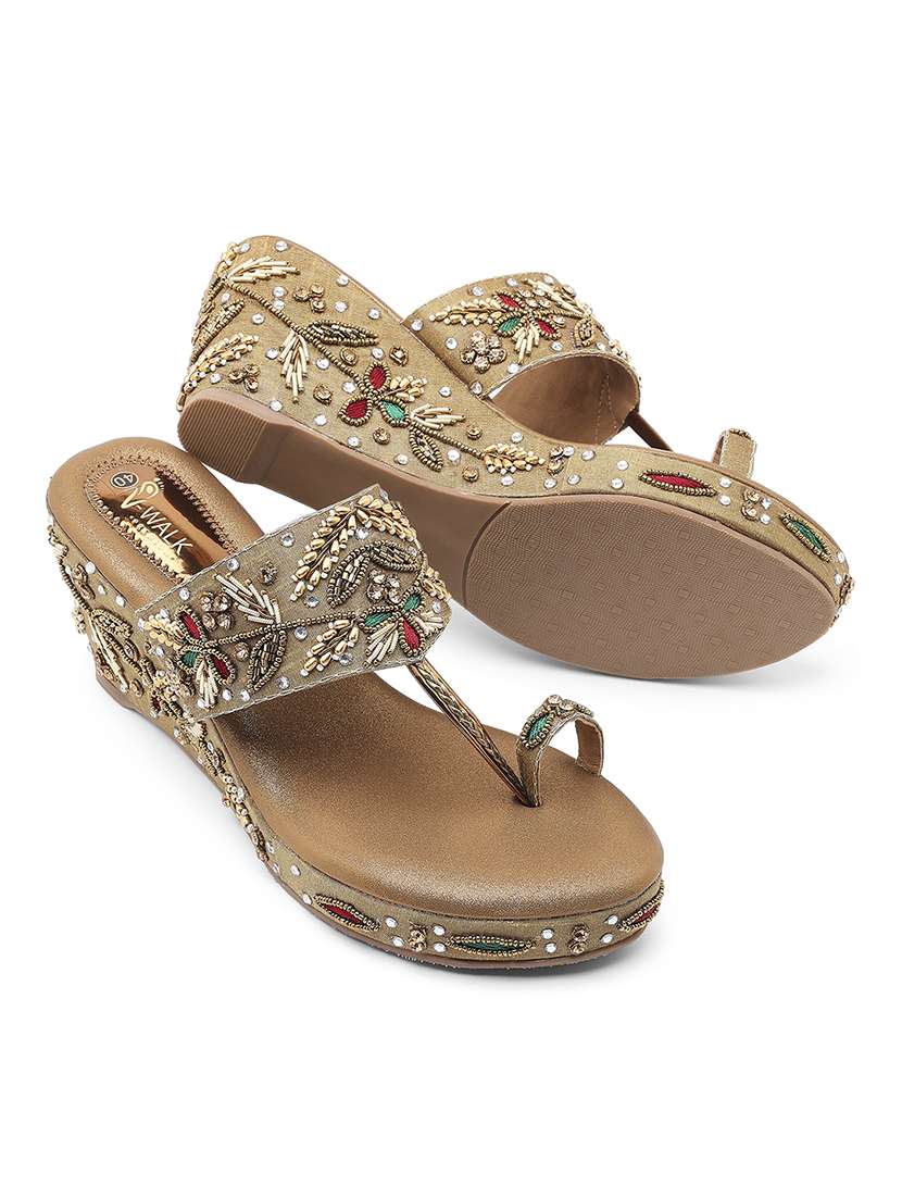 women embellished one toe wedges - 22331776 -  Standard Image - 1