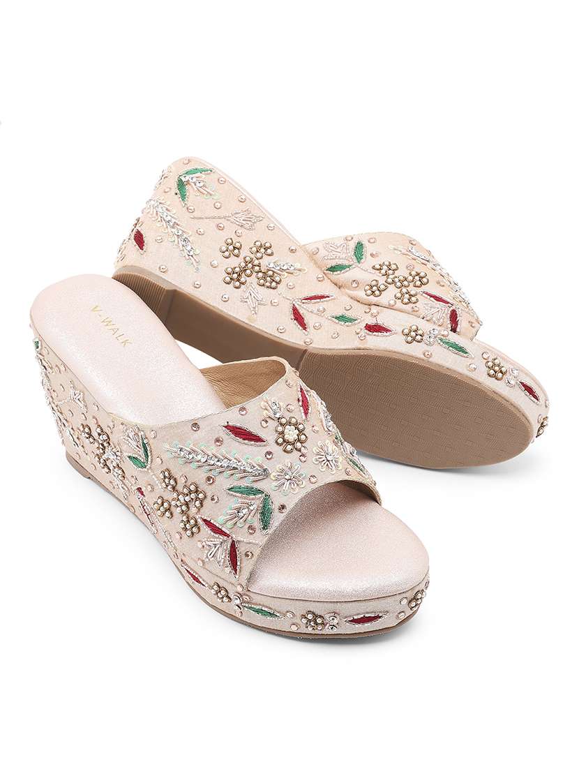 women embellished slip on wedges - 22331777 -  Standard Image - 1