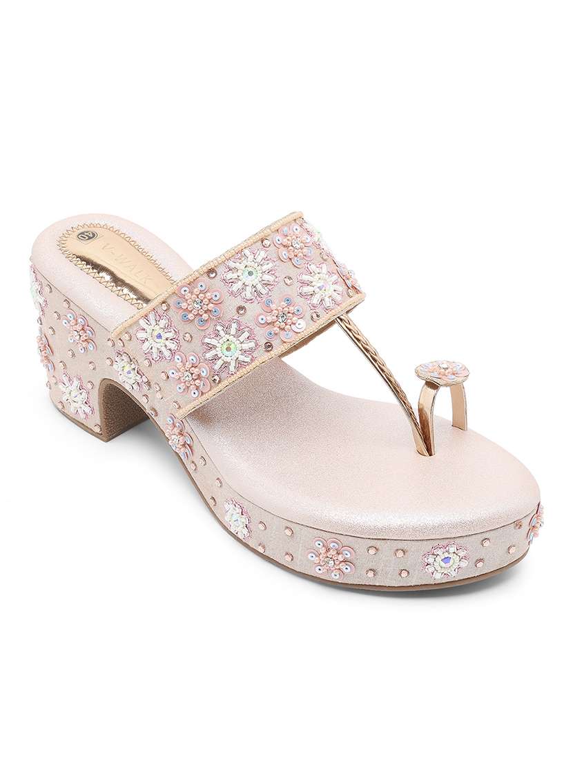 women embroidered one toe block heel  - 22331785 -  Standard Image - 1