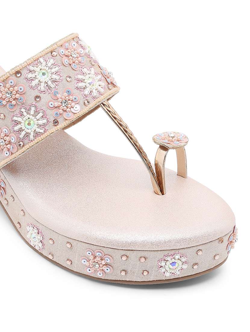 women embroidered one toe block heel  - 22331785 -  Standard Image - 4