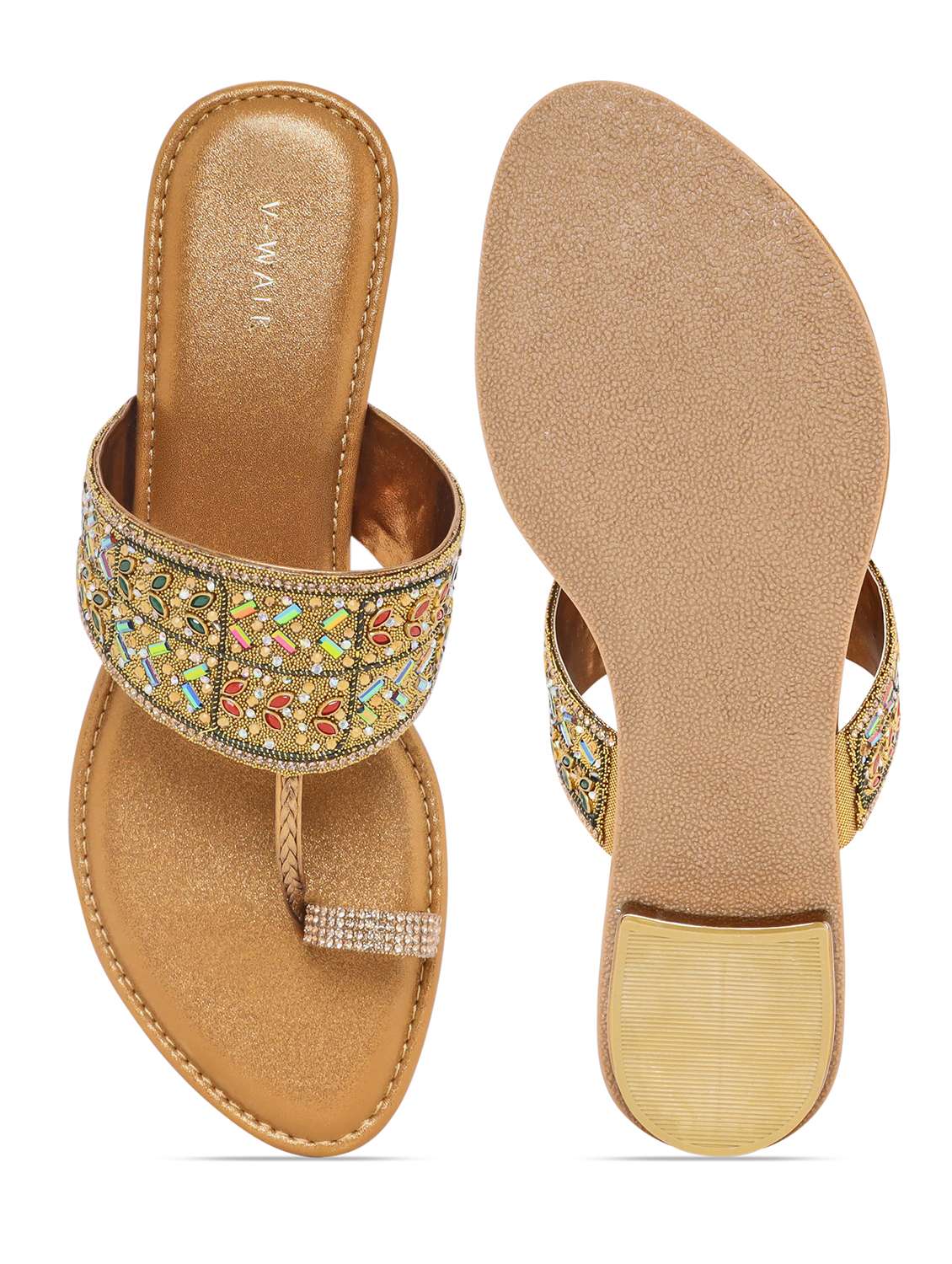 women embroidered one toe sandal - 22331789 -  Standard Image - 4