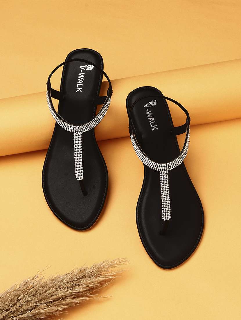 women embellished ankle strap flat sandal