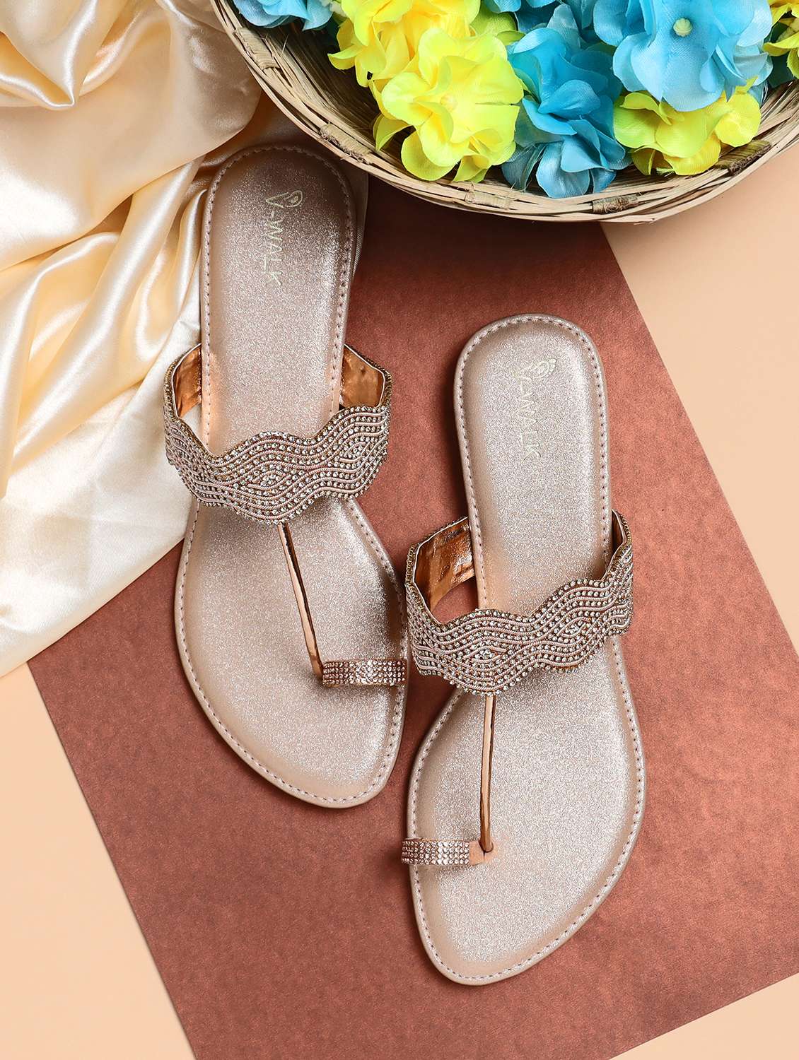 women embellished one toe flat sandal
