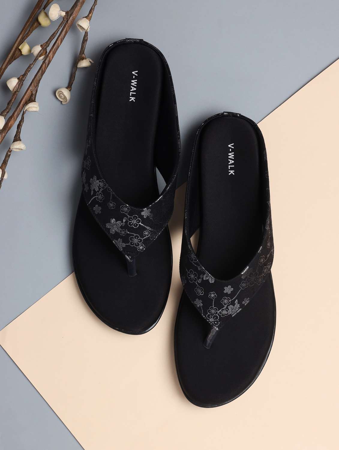 women printed slip on flat sandal