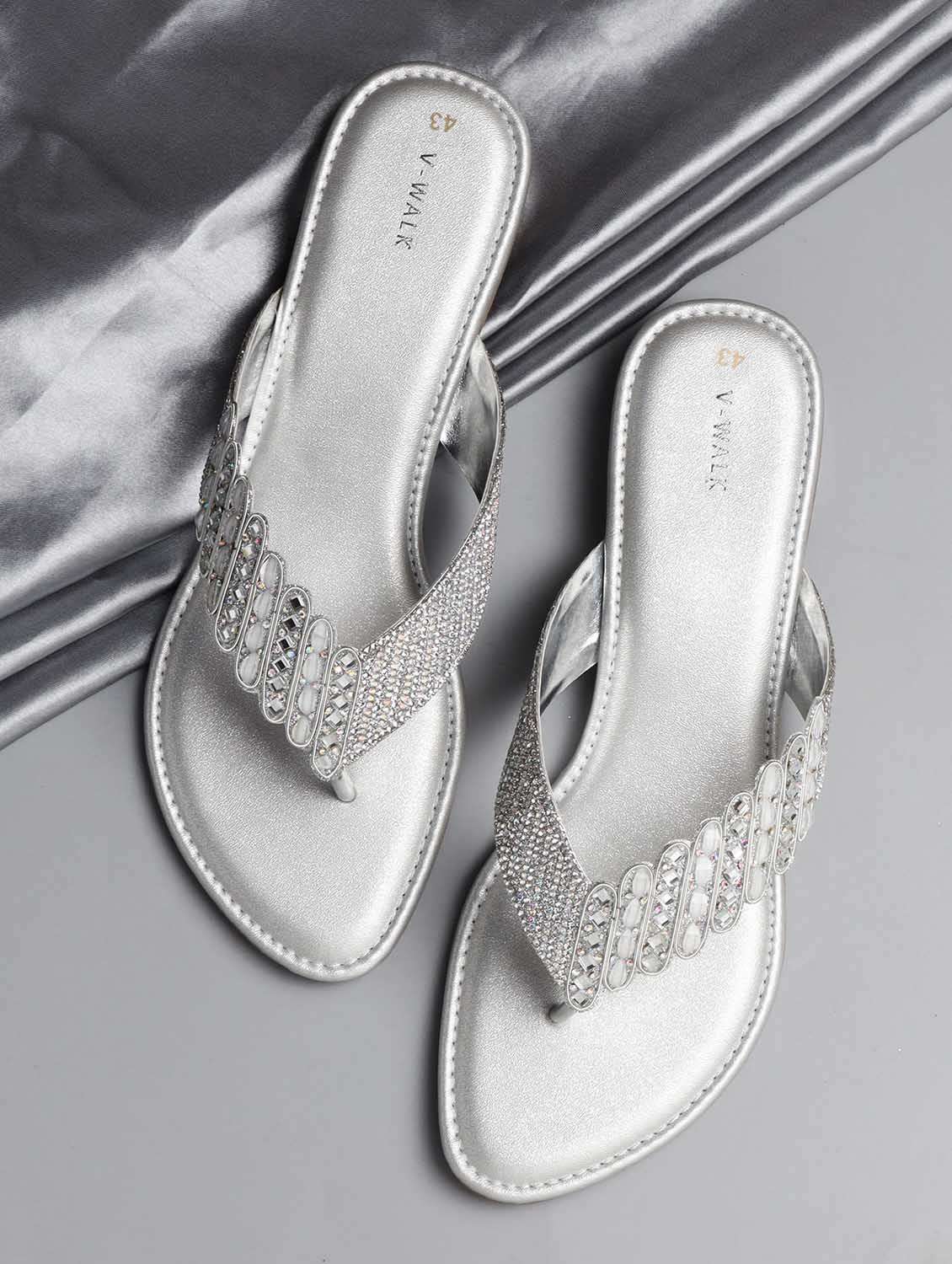 women embellished slip on sandal