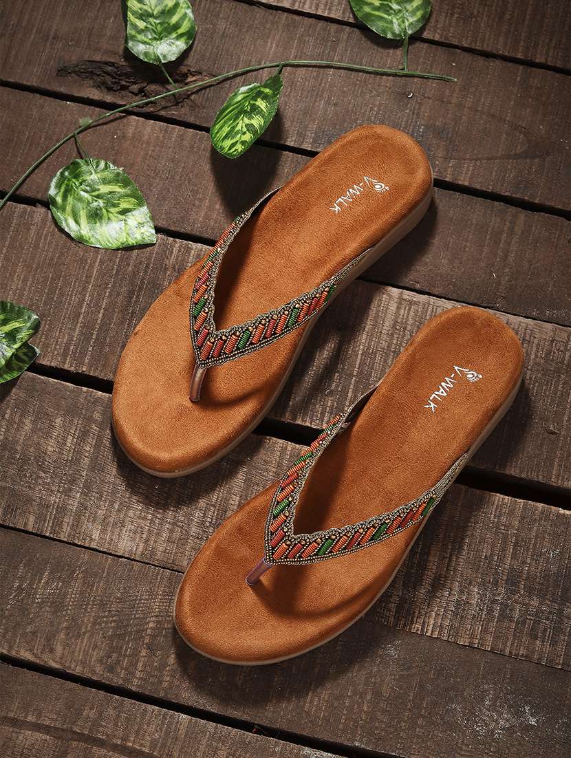 women embellished slip on flat sandal