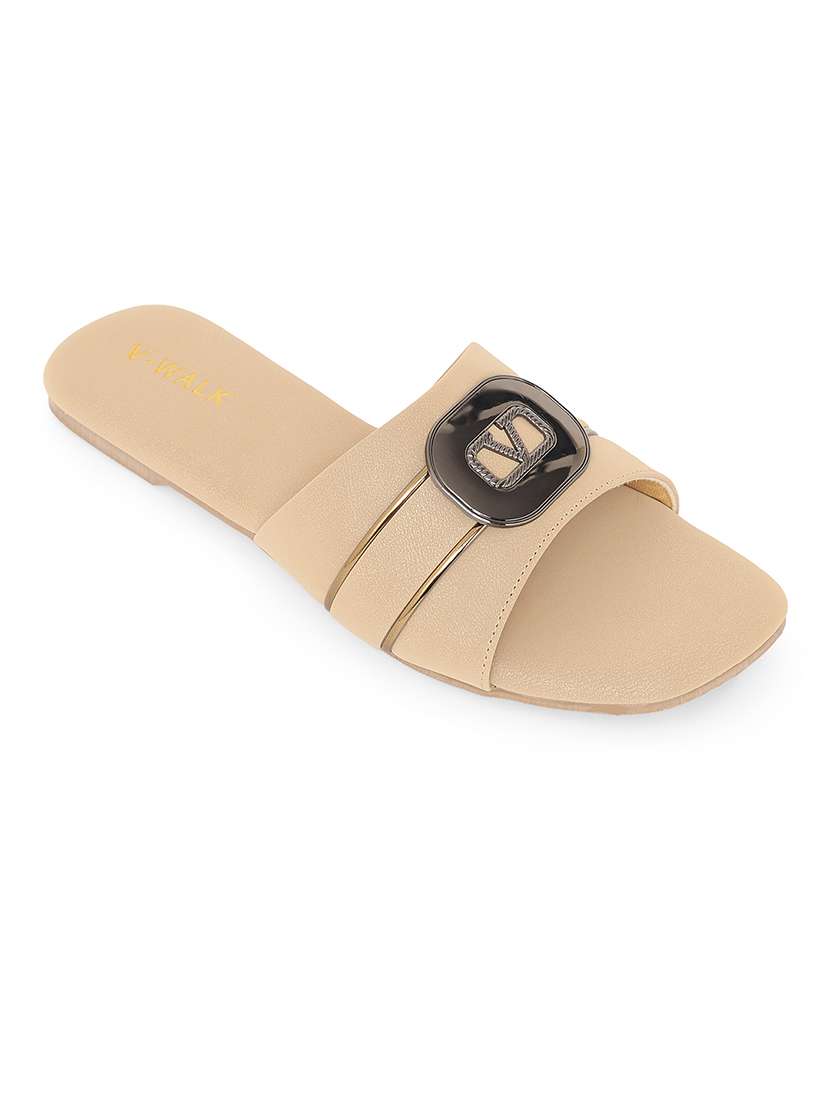 women solid slip on flat sandal - 22331923 -  Standard Image - 1