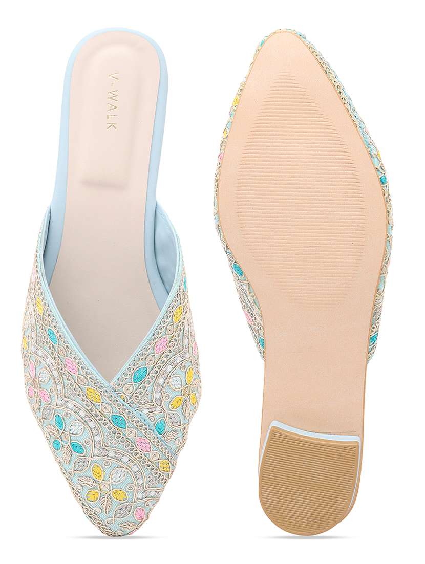 women embroidered slip on flat mules - 22331943 -  Standard Image - 4