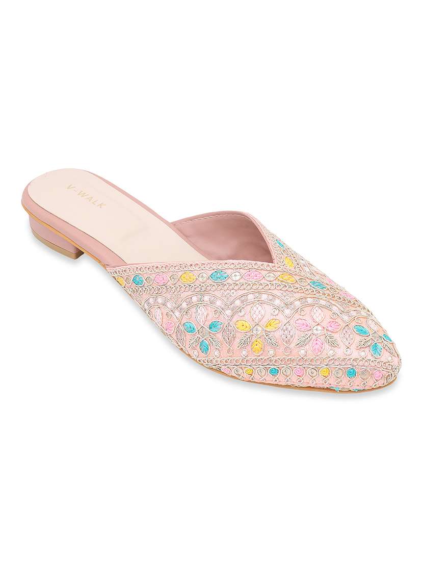 women embroidered slip on flat mules - 22331944 -  Standard Image - 1