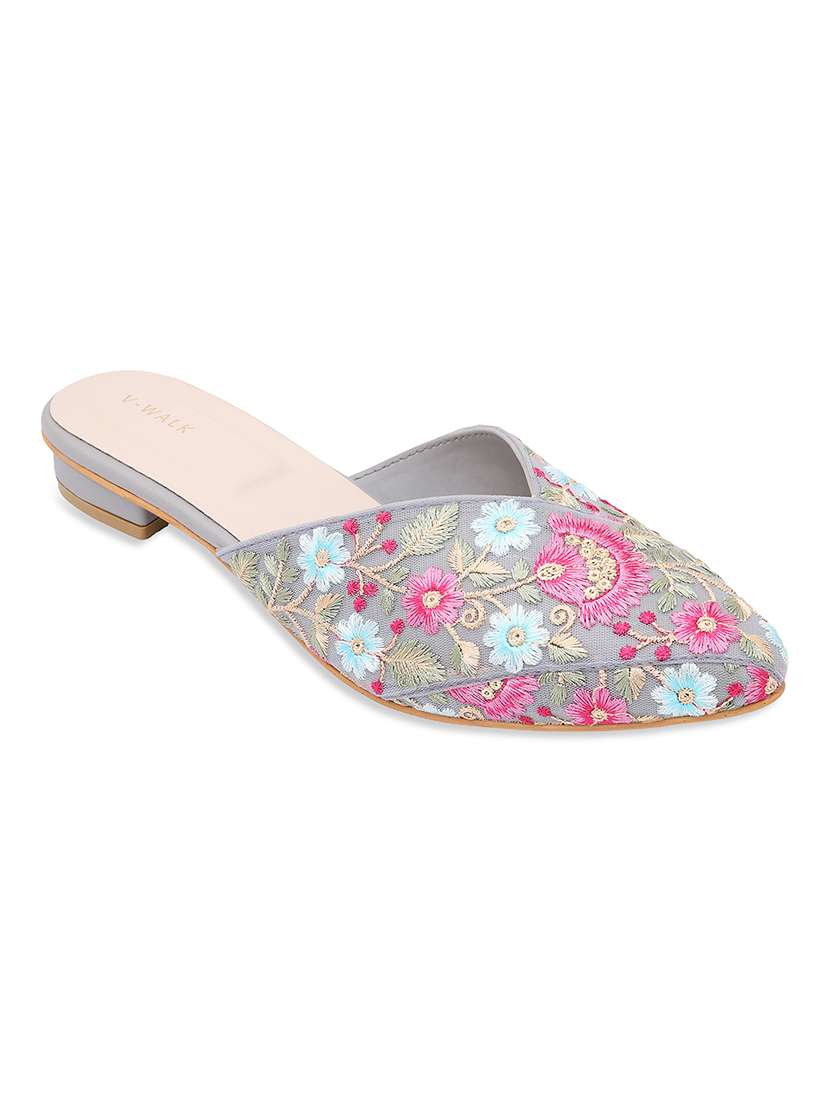 women embroidered slip on flat mules - 22331946 -  Standard Image - 1