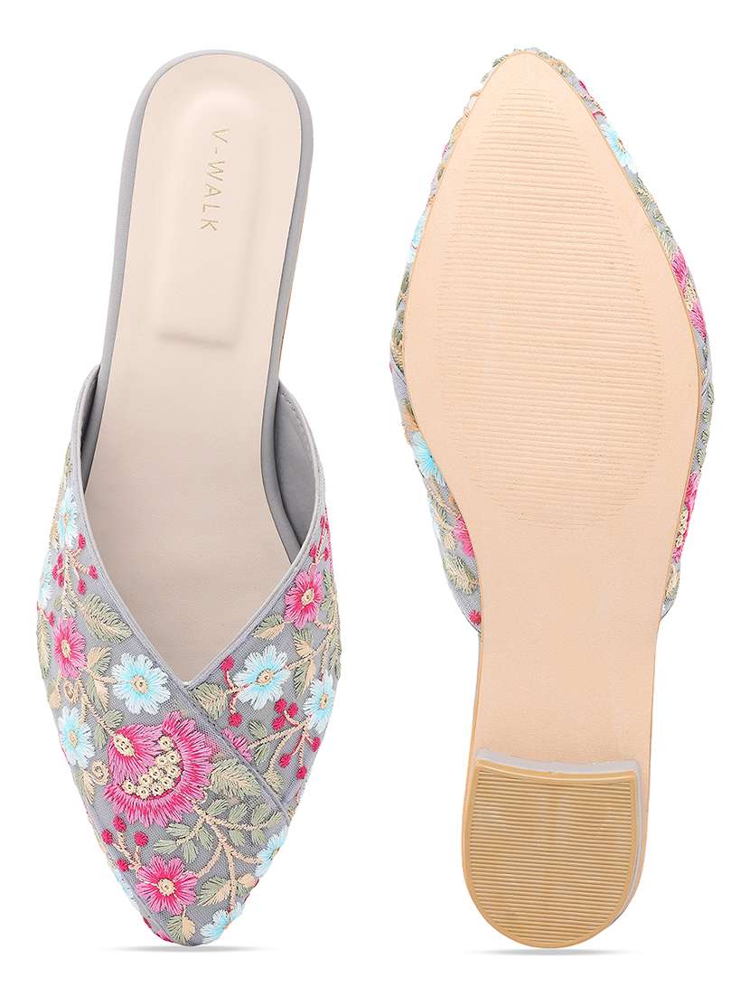 women embroidered slip on flat mules - 22331946 -  Standard Image - 4