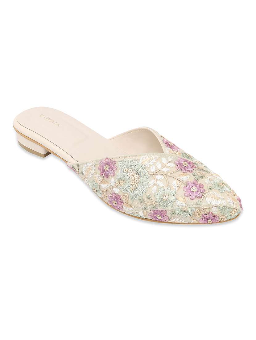 women embroidered slip on flat mules - 22331947 -  Standard Image - 1