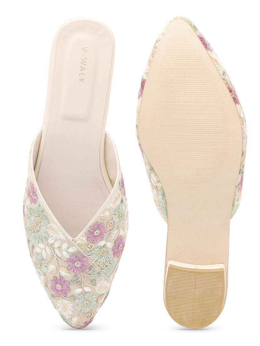 women embroidered slip on flat mules - 22331947 -  Standard Image - 4