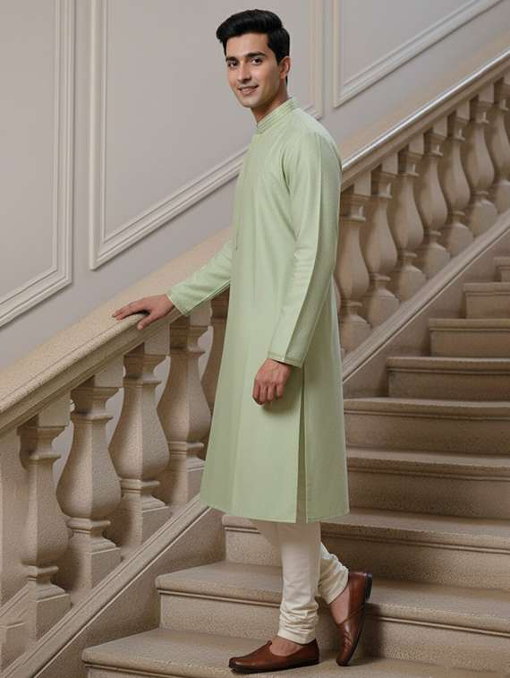 men self design mandarin neck ethnic wear set - 22331978 -  Standard Image - 1