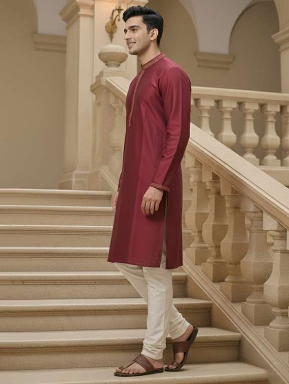 men self design mandarin neck ethnic wear set - 22331979 -  Standard Image - 1