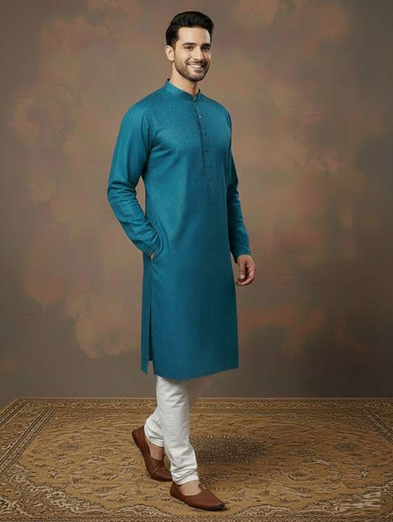 men self design mandarin neck ethnic wear set - 22332000 -  Standard Image - 1