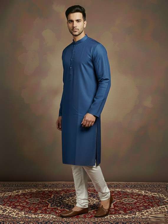 men self design mandarin neck ethnic wear set - 22332035 -  Standard Image - 1