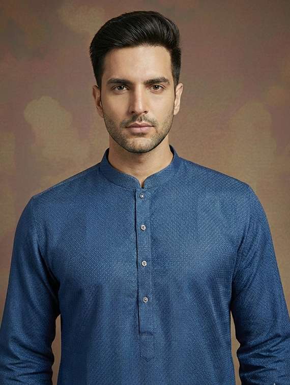 men self design mandarin neck ethnic wear set - 22332035 -  Standard Image - 4
